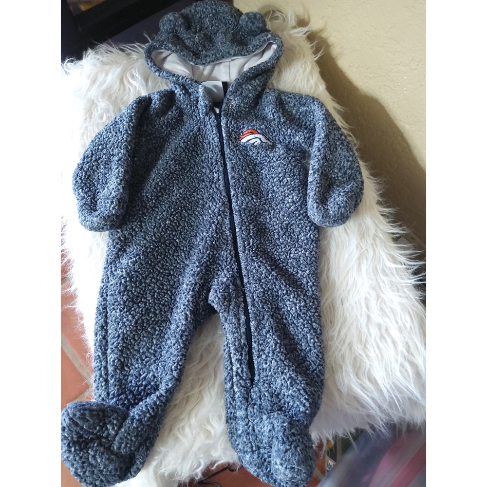 NFL Team Apparel Denver Broncos Baby Sherpa Fleece Bunting Hooded Pram Suit 0-3M